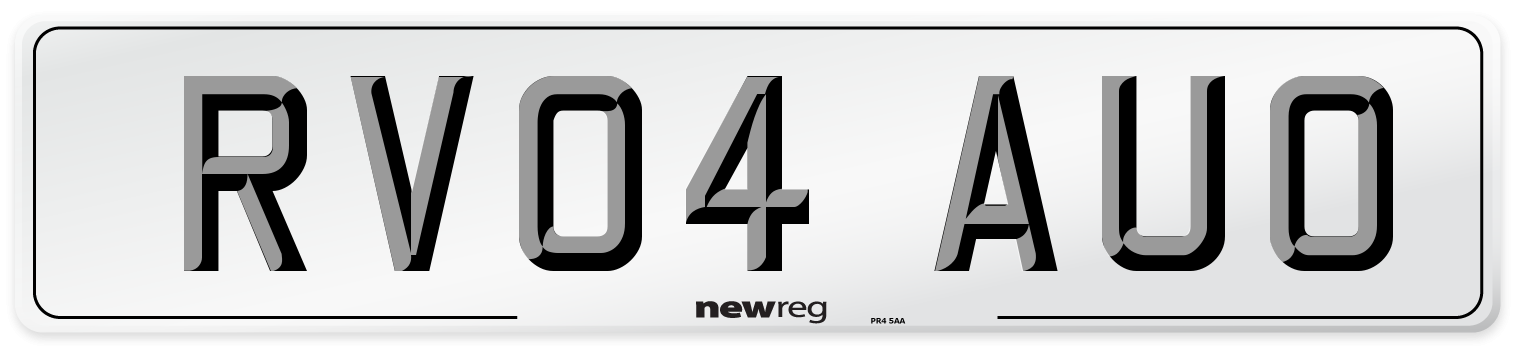RV04 AUO Number Plate from New Reg